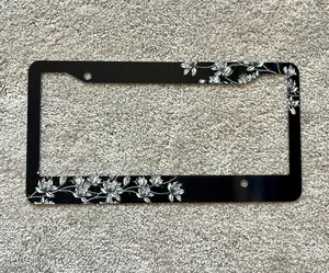 Midnight Rose Stained Glass License Plate Frame- Stained Glass License Plate Cover- Flower License Plate-Gift For Her- Womens Car Accessory
