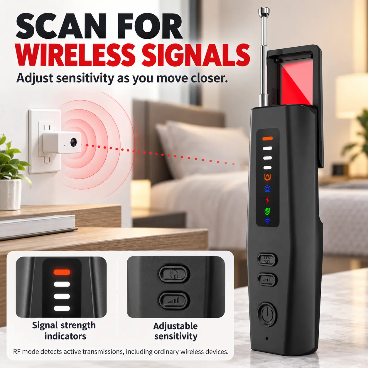 Wireless Signal Scanner with Adjustable Sensitivity
