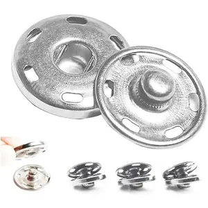 50 Sets Sew-on Snap Buttons, Metal Snaps Fasteners Press Studs Buttons for Sewing Clothing, 3/4" 19mm(Silver) - Home Improvement.