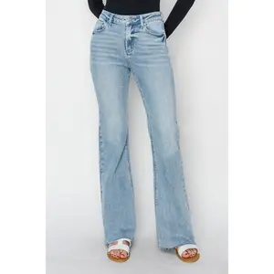 RISEN Full Size High Rise Raw Cut Hem Bootcut Jeans