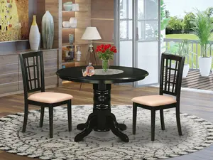 SHNI3-BLK-C 3 PcKitchen Table set-Kitchen dinette Table and 2 Kitchen Chairs