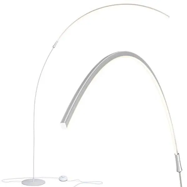 Brightech Sparq Arc LED Floor Lamp - Tall, Dimmable, Adjustable Stand Lamp with Bases & Shades - Modern Articulated 3-Way Over-The-Sofa Living Room Light - Warm White Minimalist Pole Downlight for Hobbies Spaces
