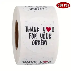 500pcs DIY Thank You Stickers for Small Business, 1 Roll Pack, Perfect for Online Stores, Gift Box Decoration, Convey Gratitude