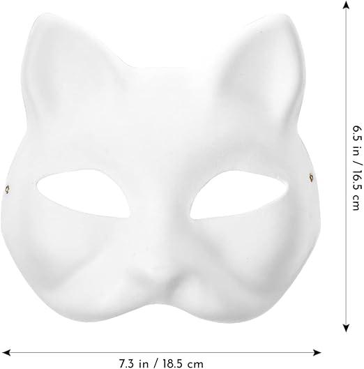 Therian Mask Cat Fox White Animal Mask Base Blank Halloween Costume for Kids Adults Masquerade for Holiday Party 10 Pack
