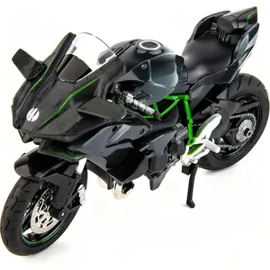 BDTCTK 1:12 Scale H2R Motorcycle Model Car - Black Die-Cast Toy with Suspension & Free Wheel Function, High Simulation Collectible Ornament, Exquisite Craftsmanship Desktop Display Model, Perfect Gift for Motorcycle Enthusiasts & Collection Lovers