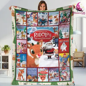Rudolph the Red-Nosed Reindeer Blanket, Christmas Blanket, Christmas Movie Blanket, Santa Reindeer Blanket, Christmas Gifts