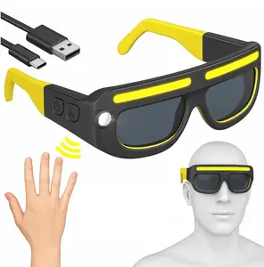 230° Wide Beam LED Glasses Headlamp, Motion Sensor Rechargeable Hands-Free Light, Ultra-Bright 5 Modes, suitable for running, camping, night maintenance, night work, hands-free lighting glasses.