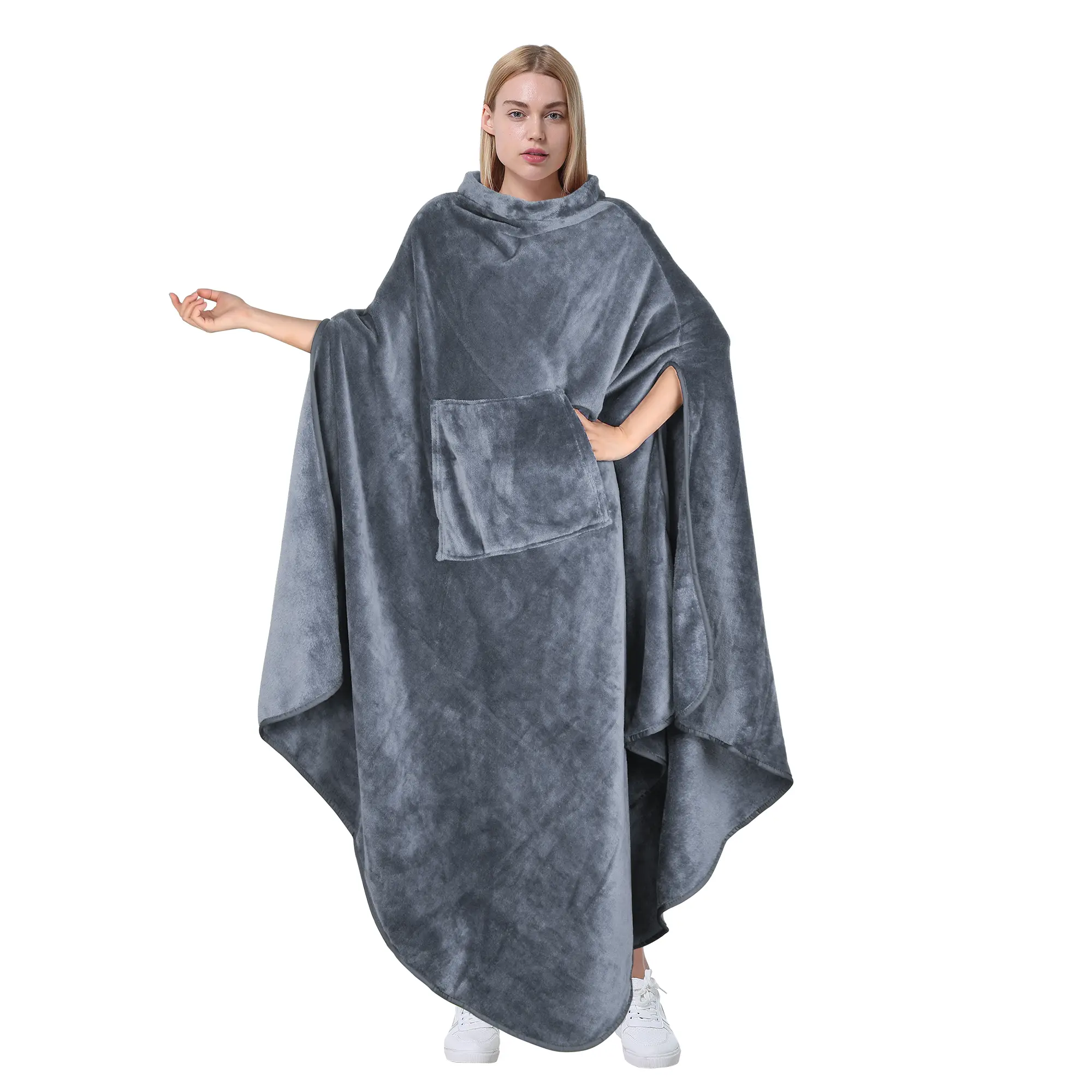 Wearable Blanket Poncho for Adult, Super Soft Comfort TV Throw Blanket Cape for Women and Men By Catalonia