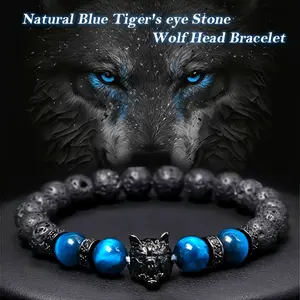 1pc Of Wolf Head Men'S Bracelet, Handmade Bracelet, Personality Bracelet