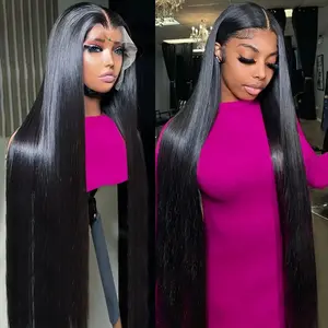 16-36 inch Silky Straight 13x6 Lace Front Wig Human Hair 250% Density HD Transparent Brazilian Hair Lace Frontal Wig For Women Pre Plucked With Baby Hair