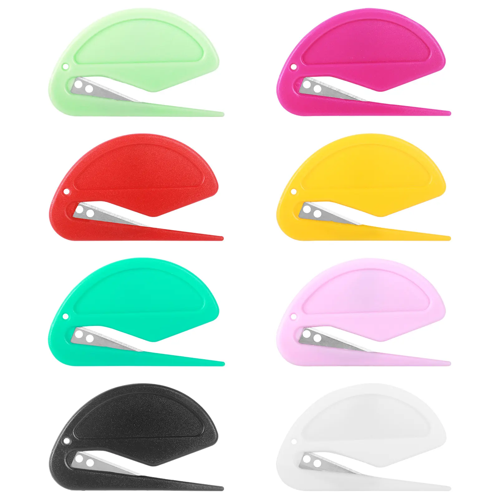 Seropy 8 Pack Letter Opener Envelope Slitter, Plastic Letter Openers with Ergonomic Grip, Safe Mail Opener Tool with Concealed Blade for Office, Home Use, Envelope Opener for Letter, Mail, Package