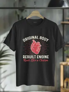 100% Cotton Original Body Rebuilt Engine Heart Attack Survivor Recovery T-Shirt
