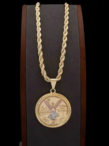 Elegant Centenary Pendant in Tri-Color Gold-Plated 50 Pesos Coin Style with 18- or 24-inch Chain Classic Design Jewelry Dainty necklace