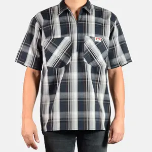 Ben Davis Men's 1/2 Zip Plaid Shirt shirts