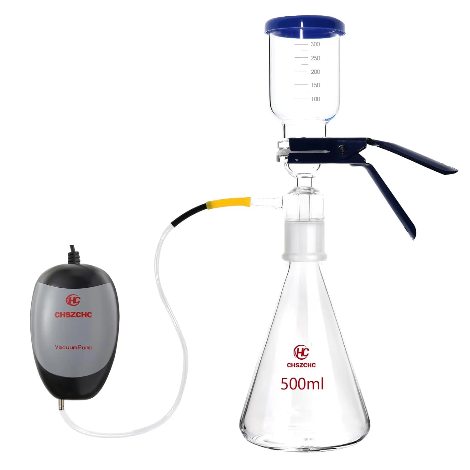 Glass Complete Precious Metal Filtration Kit - Vacuum Filtration System with Vacuum Pump, 94mm Filter Papers, 1000ml Flask, 300ml Funnel for Chemistry, Research Applications