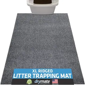 Cat Litter Box Mat, Litter Trapping Mat, Waterproof, Urine-Proof, Absorbent, Machine Washable, Soft on Paws, Contains Mess, Protects Floors, Kitten Supplies, Grey, 28x36 XL