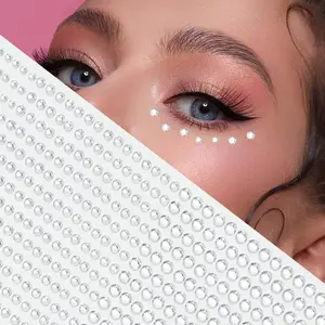 500PCS Self-Adhesive Face Gems Stickers, Rhinestone & Pearl Makeup Decorations for Festival Makeup, Parties & DIY Beauty Looks