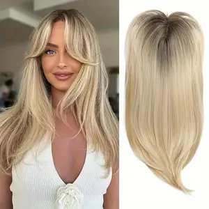20 Inch Wavy Hair Topper for Women – Clip-In Synthetic Hairpiece with Bangs for Thinning Hair, Natural Volume wiglets