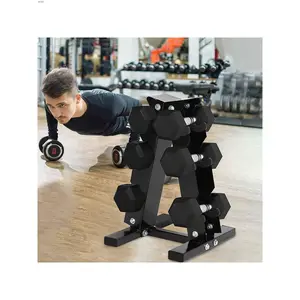 Fitness equipment  CHENGTUO 3 Tier Steel Rack Stand FreeWeight Storage Bracket Home Gym Father's Day Gift Dumbbell Not Included Strength training