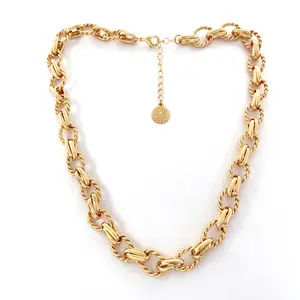 New exaggerated chain ins style necklace, women's personality, high-end sense, versatile collarbone accessory woman trendy fashion jewelry Cuban Link Design