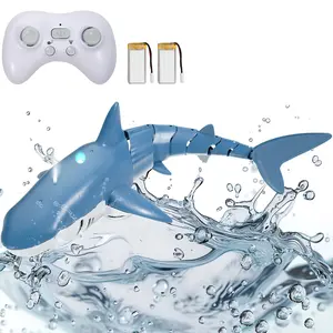 fathersdaygift VEVOR Remote Control Shark Toy, 2.4GHz High Simulation Shark RC Boat for Swimming Pool Bathroom, Electric RC Shark Fish Toy with 2 Batteries, Light Spray Water Function for 6+ Year Old Boys Girls