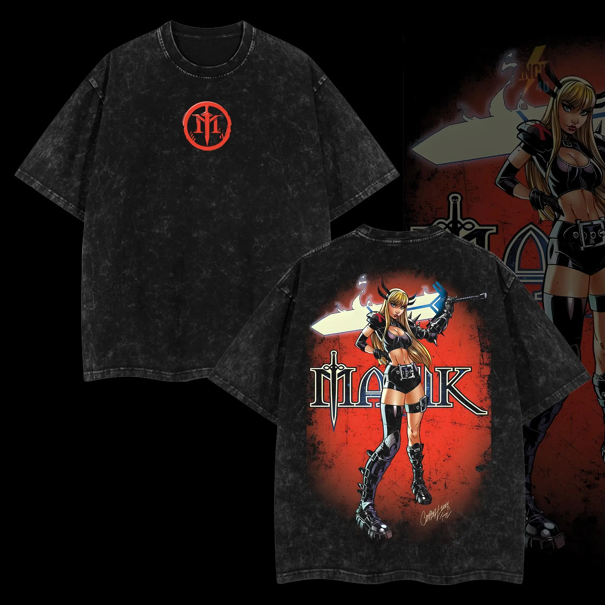 Magik Red Retro Vintage Limited Edition Wash Tee Comics Sweatshirt T-Shirt TV Show Comics Shirt Menswear Top Clothes Soft Apparel Classic Oversized