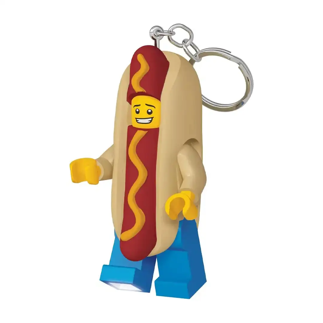 3-Inch Silicone Hot Dog Man Keychain Light, Posable Limbs LED Leg Lights Bag Charm, Fashion Accessory Keychain for Car Keys, Led Light