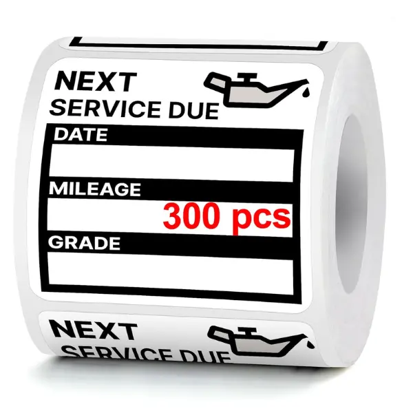 for Oil Change Stickers 300 Pcs 2”x 2” Service Black Stickers, Next Service Due Reminder Sticker Labels, Easy to Write on, Easy to Peel with No Residue