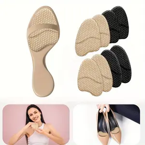 4 Pairs Women's Metatarsal Cushions, Sweep-Absorbing Foot Insoles for Sandals & High Heels - Invisible Half Pad Design with Anti Slip Wear Resistance and Breathable Comfort Fit Suitable to All Shoe Types Unisex, Shoes Insoles for Women
