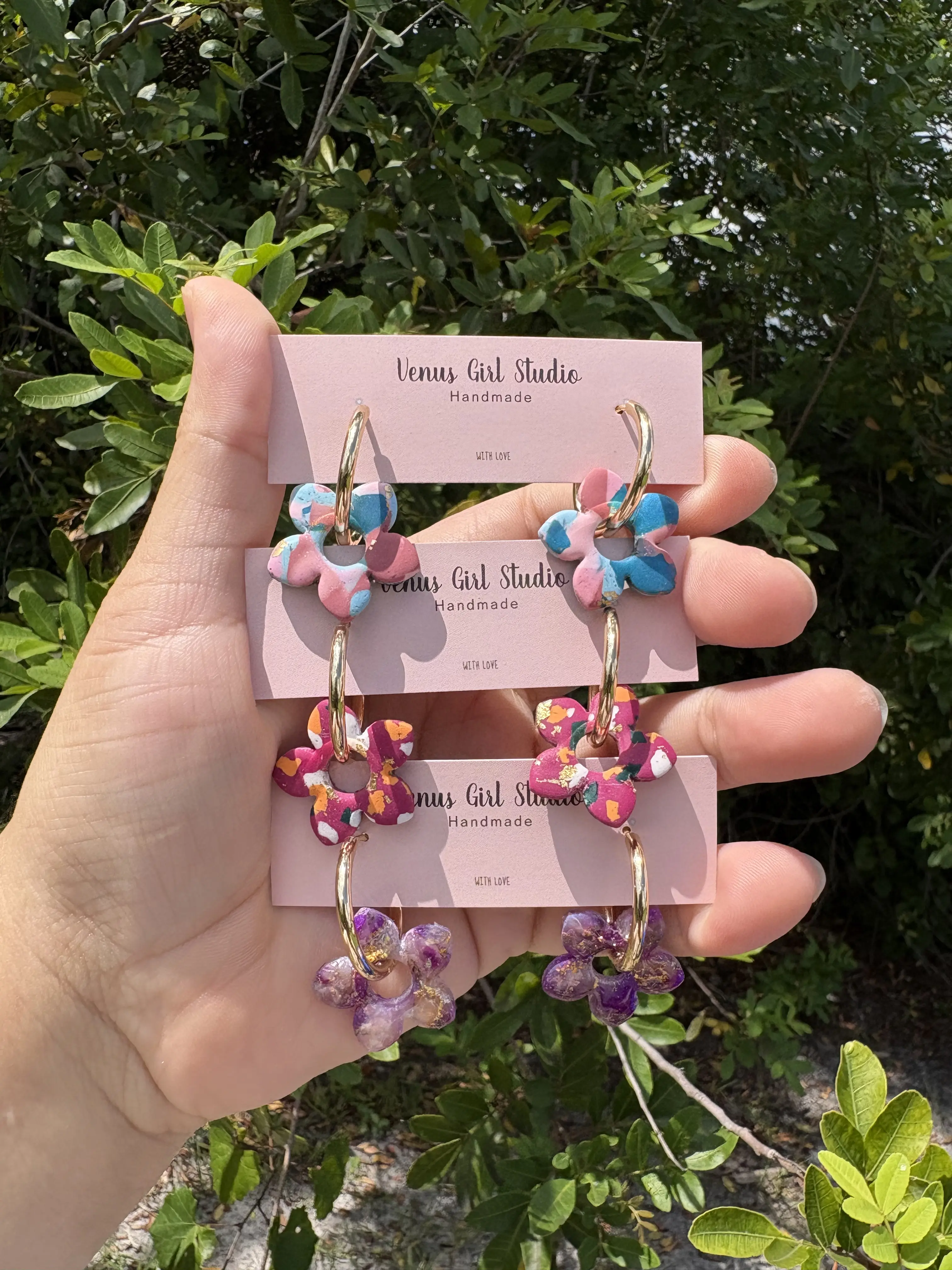 Charm Hoop Earrings- Reversible- Lily