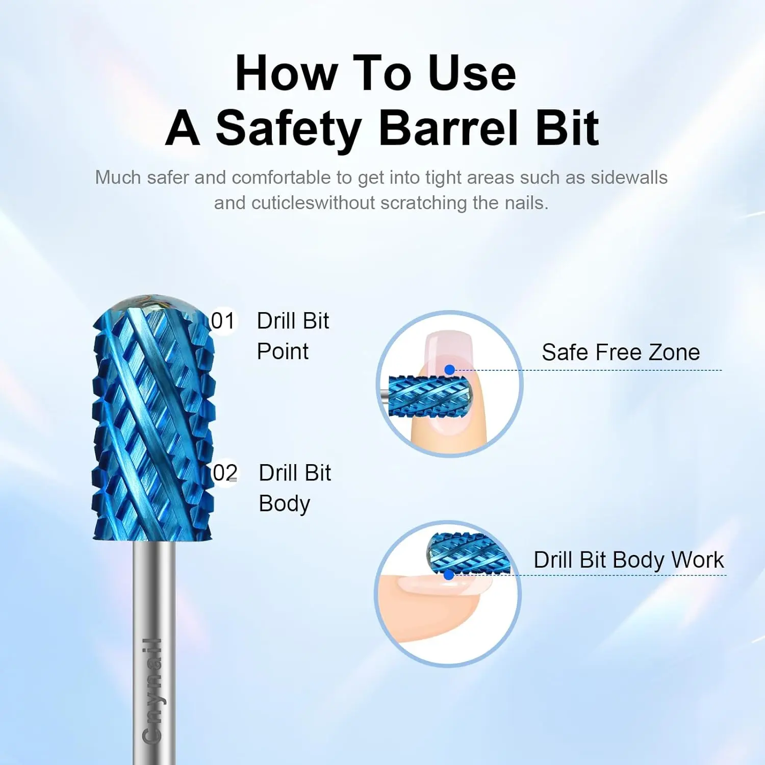 3/32" Large Barrel Smooth Round Top Tungsten Carbide Nail Drill Bit Safety Bit for Gel & Acrylic Removal, 2-Way Rotating Efile Tip, Salon Electric File Accessory 4XC Grit Blue 3/32" Large Barrel Smooth Round Top Tungsten Carbide Nail Drill Bit Safety Bit for Gel & Acrylic Removal, 2-Way Rotating Efile Tip, Salon Electric File Accessory 4XC Grit Blue