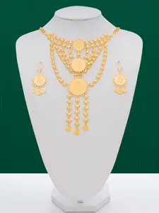 Women's Elegant Rose Pattern Jewelry Set, Exquisite Trendy Triple Layers Tassel Design Necklace & Dangle Earrings, Chic Jewelry Set for Party & Daily Clothing Decor