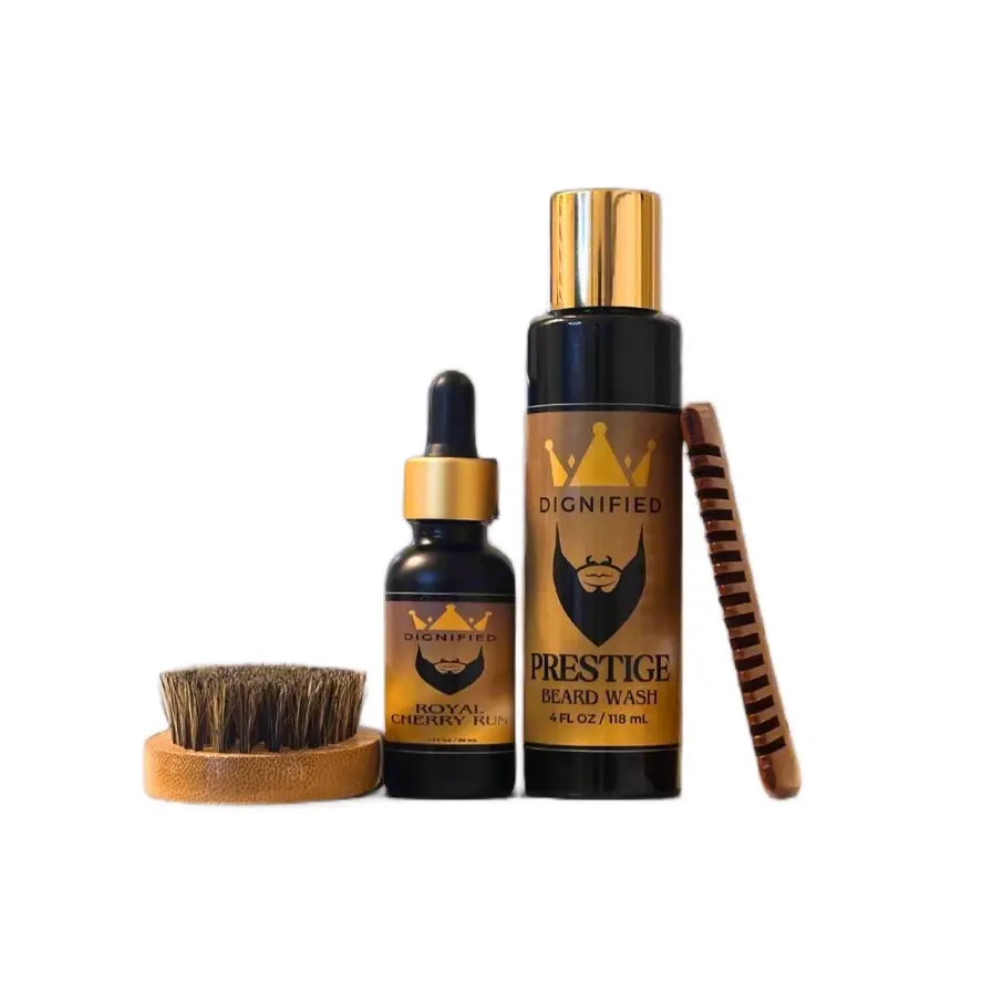 Dignified Ultimate Prestige Beard Care Kit with Beard Wash, Beard Oil, Comb & Brush - Set, Haircare