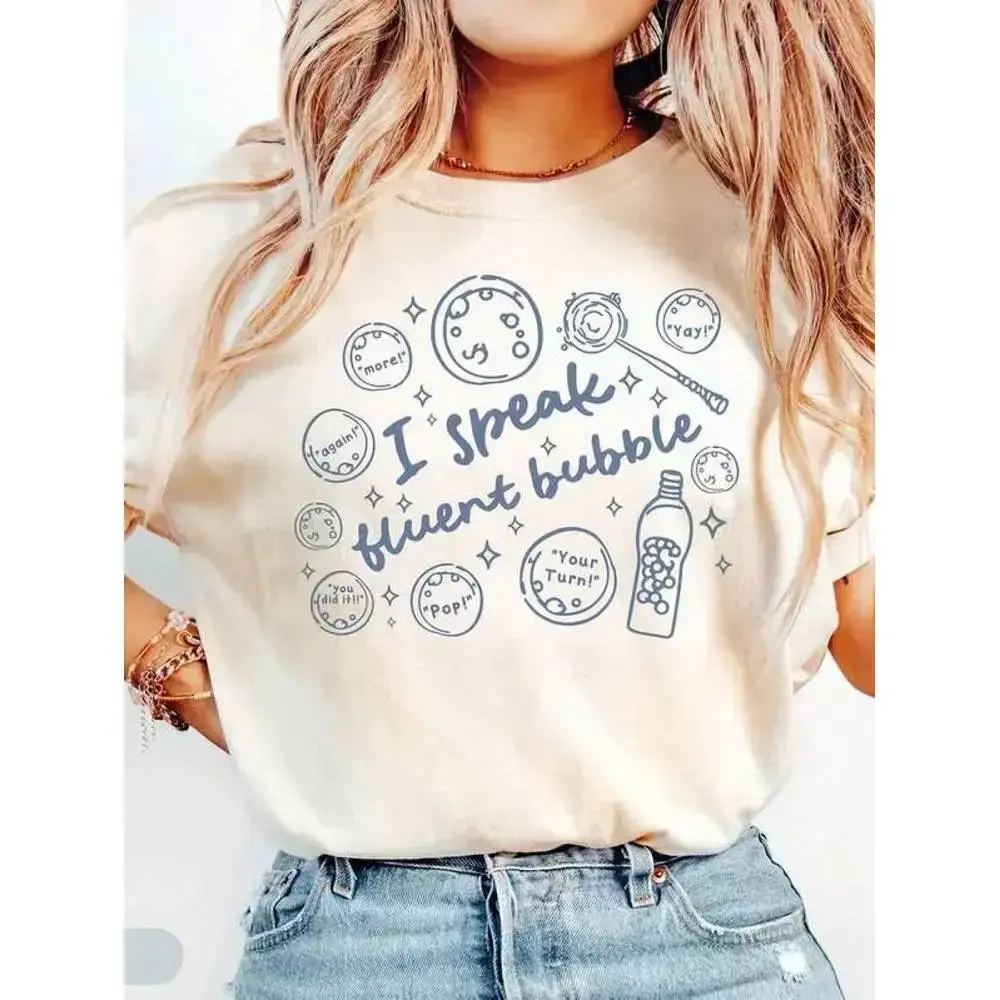Women's SLP Graphic T-Shirt - Cute Casual Short Sleeve Garments for Speech Pathologists, 100% Cotton Round Neck Style Fabric, Plus Size Printed Streetwear Top, Lightweight