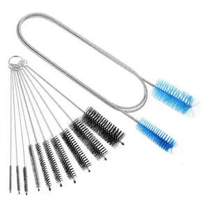 11Pcs Flexible Drain Brush Straw Cleaner Brush Set,Stainless Steel Double-Ended Hose Brush,Straw Cleaning Brush US