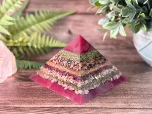 LORELAI - Violet Flame Golden Ratio Special Edition Pyramid! - EMF Protector - Rhodonite, Ruby, Rhodochrosite and Pink Opal with Copper and Brass Metals