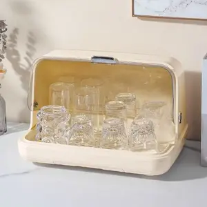 Desktop Cup Storage Rack, Dustproof Water Cup Organizer Box, Tea Cup Tray, Drainage Cup Holder, Tabletop Cup Stand