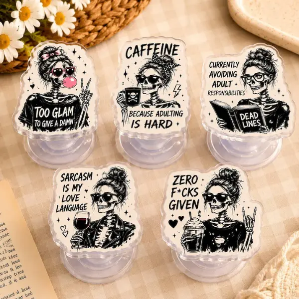 Vintage Funny Skeleton Phone Grip, Funny Summer Pastel Ocean Pop Socket, Aesthetic Cottagecore Phone Stand Holder, Fun Gift for Star
