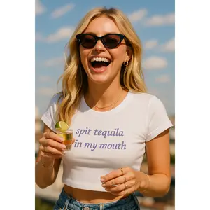 Spit Tequila In My Mouth Embroidered Tank Top or Baby Tee