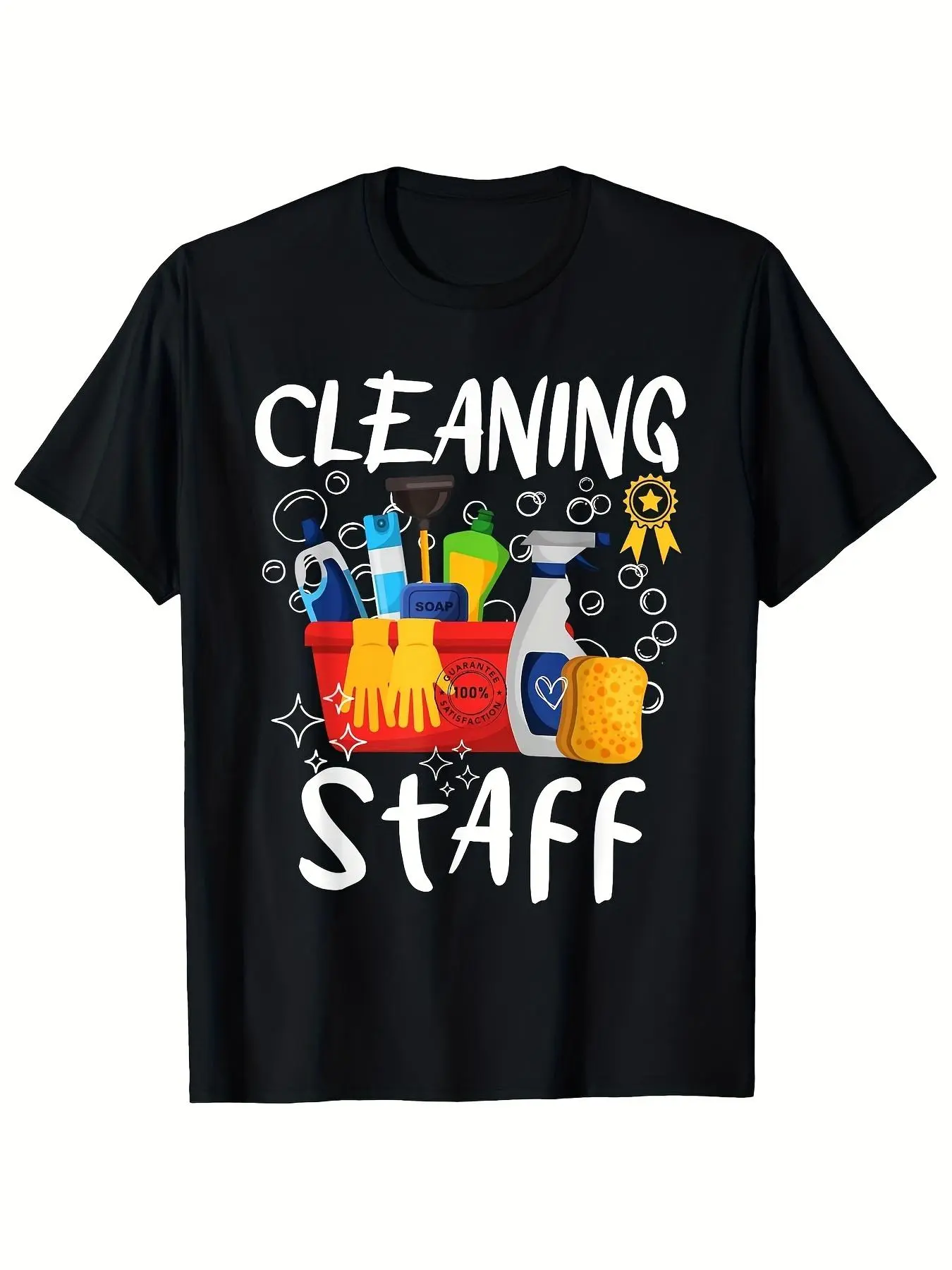 Men's Cleaning Staff Uniform Shirt-Vintage Cleaning Work Clothes with Strong Cleaning Staff Letters and Cleaning Products Patterns, S-3XL Sizes, Suitable..., breathable comfort, vintage vibe, unisex fit, travel outfit