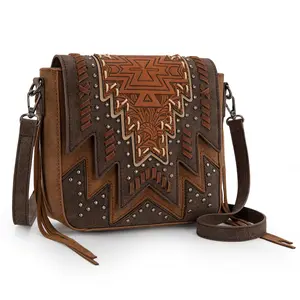 Montana West Western Crossbody Bag for Women with Embossed Design and Studded Accents
