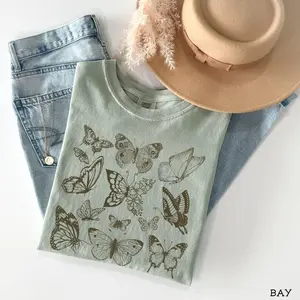 Comfort Color Vintage Butterfly Comfort Colors Shirt, Vintage Butterfly Tee Cottagecore Butterfly, Trendy for All Seasons, Gift Ideas, Womenswear