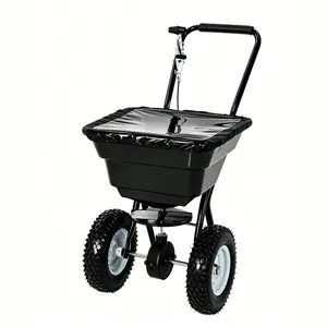 Heavy Duty 125LB Tow & Pull Behind Broadcast Spreader – 9.8FT Spreading Width, Dual Auto-Stop Impeller, 30 Adjustable Settings, All-Terrain Wheels, Rain Cover, UTV ATV Riding Mower & Tractor Compatible