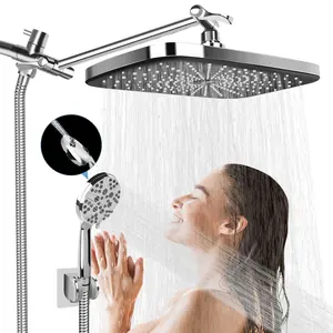 PHANCIR 12" Rain Shower Head, High-Pressure, Adjustable Arm, Anti-Clog, Handheld & Wall-Mounted, 3+5+2 Spray Modes