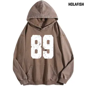 Holafish Oversized Acid Wash Retro Hoodie Women Casual Streetwear Pullover Heavyweight Long Sleeve Fall Winter Sweatshirts Preppy Cute Tops