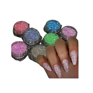 CHRISTMAS GIFT Reflective Glitter Powder Set for Nails –  Sparkle Diamond Dust in Silver, Pink, Purple, Green – Loose Nail Glitter & Shiny Sugar Powder for Dip & Gel Manicures