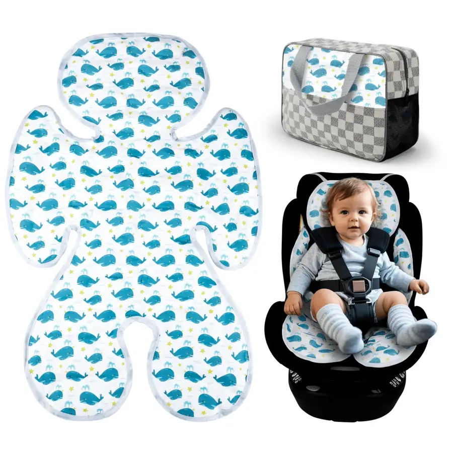Baby Cooling Gel Pad - Reusable Double-Sided Fabric Ice Mat, Portable Universal Size Unisex Newborn Stroller Chilling Pad, Non-Toxic Car Seat Accessory for Summer Soothing Relief, Prevents Heat Rash, Chill Pad