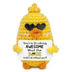 Women's Christmas Thank You Gift, Handmade Crochet Duck Positive Crochet Knitting, Funny Friend Birthday Present, Colleague Retirement Farewell Gift