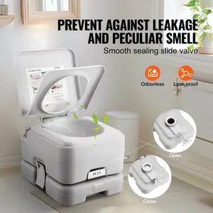 Large Capacity Portable Camping Toilet, Button-Press Flush, Leakproof No Odor, Ideal for Outdoor Use, Durable PP Material