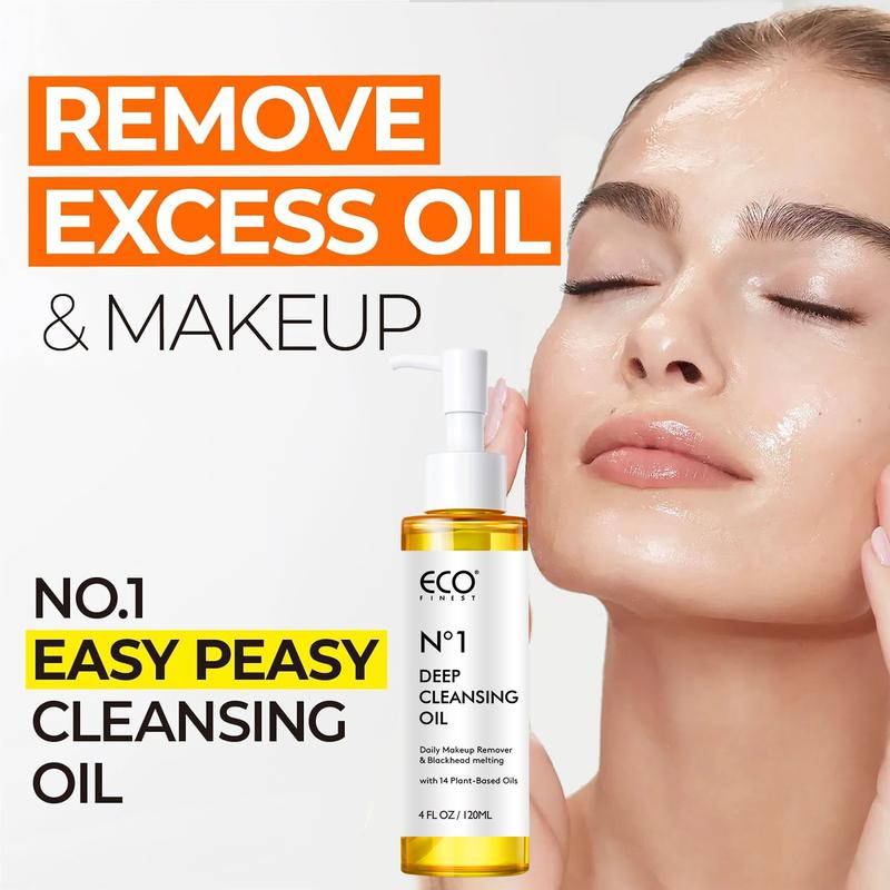 ECO FINEST No. 1 Deep Cleansing Oil with 14 Essential Oils for All Skin Types 120ml Removes Makeup Dissolves Blackheads Gentle Plant Based